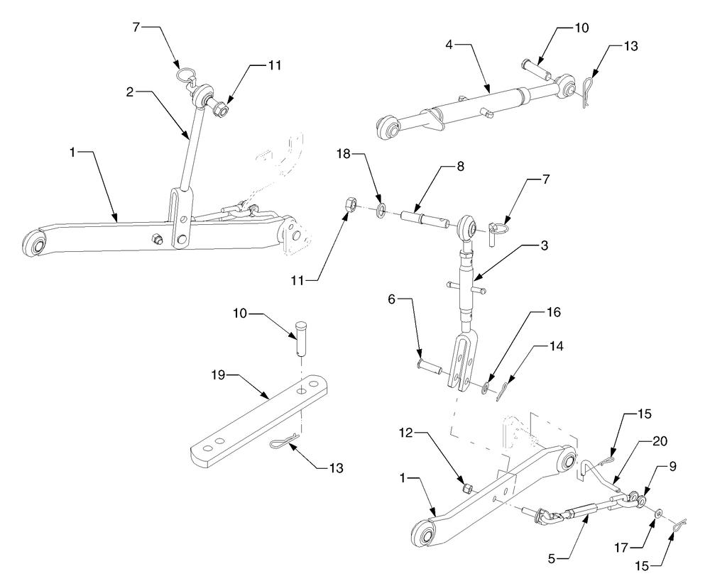 Three Point Hitch Diagram and Parts List for 6284 54AD64H710-54AT64H710-54BD64H710-54BT64H710 Cub Cadet Lawn Tractor